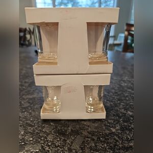 Set of 4 SOBIESKI Polish Vodka Shot Glasses, Embossed Crown and Logo/Label, New